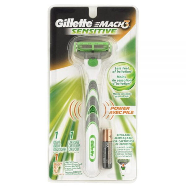 Gillette Mach 3 Sensitive Skin Razor 1 Cartridge 1 Battery