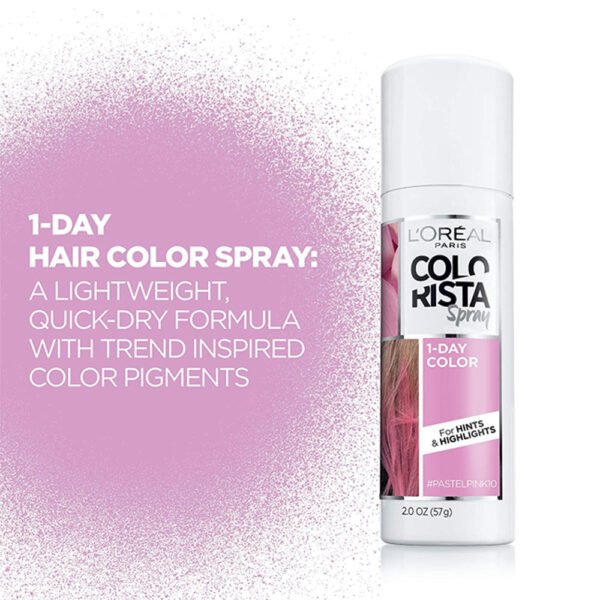 Loreal Hair Color Spray 57g Colorista 1 Day Spray for Hints and Highlight Pastelpink10