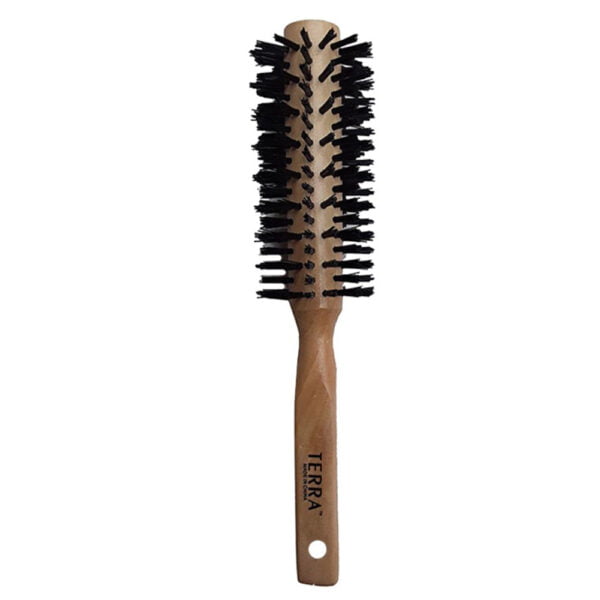 Terra Hair Brush Wooden Handle Round