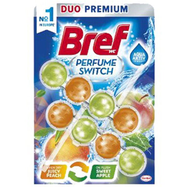 Bref Blue Active Apple Peach Toilet Block 2x50g