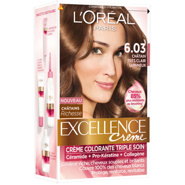 Loreal Hair Color Excellence Cream 6.03 Very Light Bright Brown