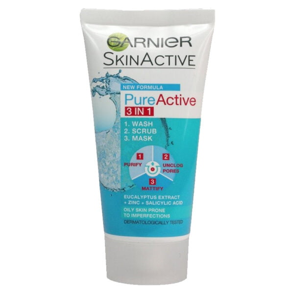 Garnier Face Wash 50ml Mask and Scrub Skin Active Pure Active 3In1