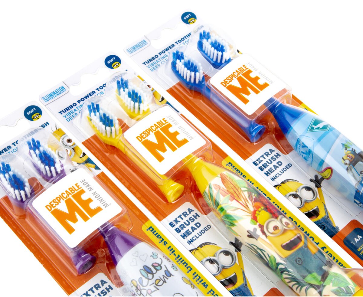 despicable me power toothbrush turbo soft with spare head