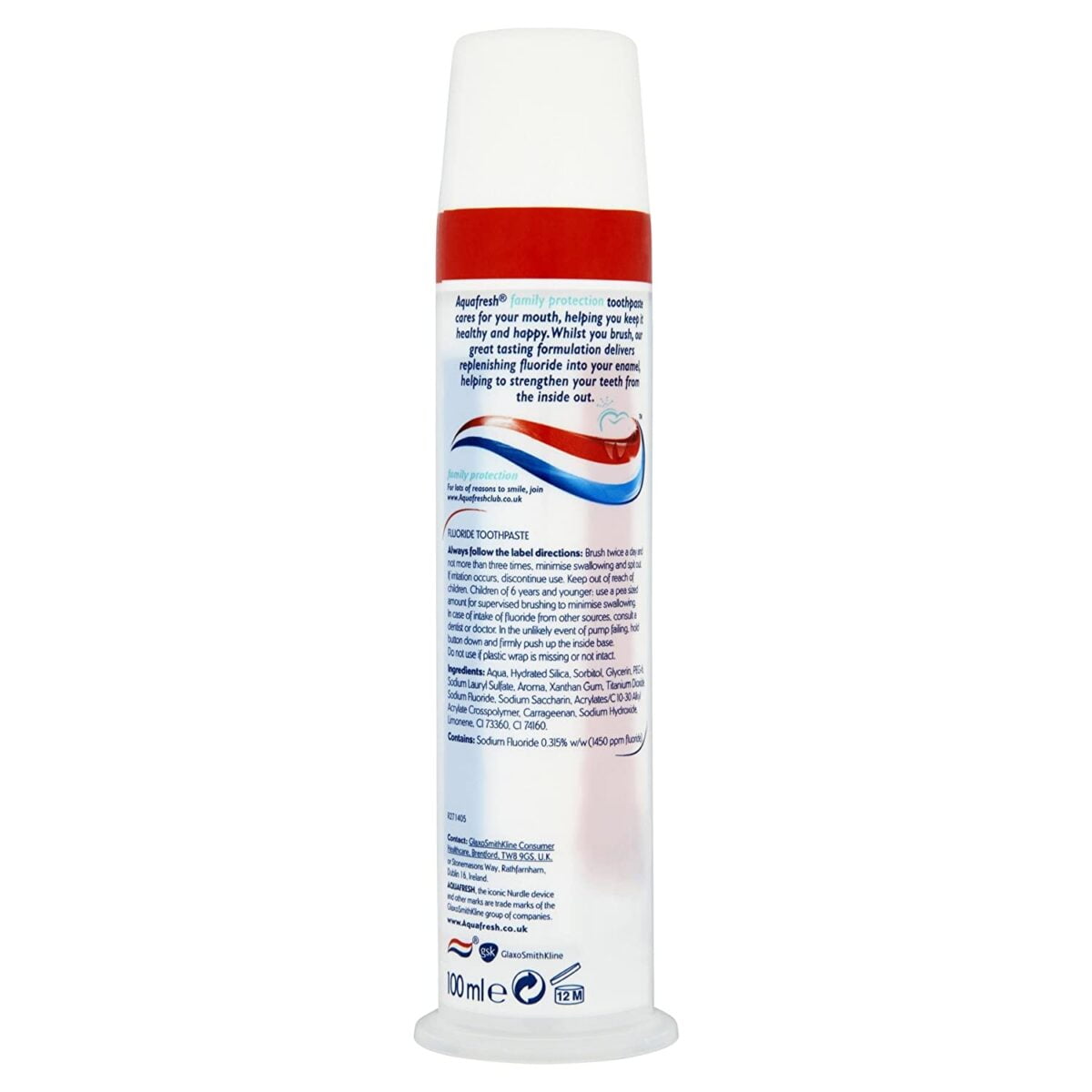 Aquafresh Toothpaste 100ml Family Protection Fresh and Minty Pump