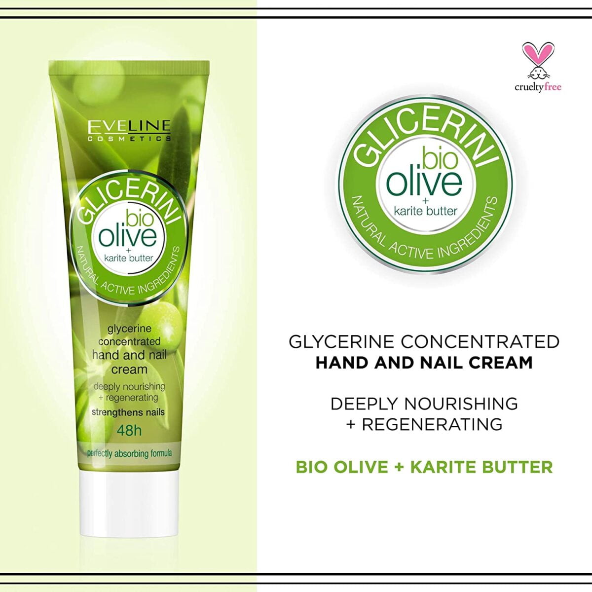 Eveline Hand and Nail Cream 100ml Glicerini Bio Olive and Karite Butter