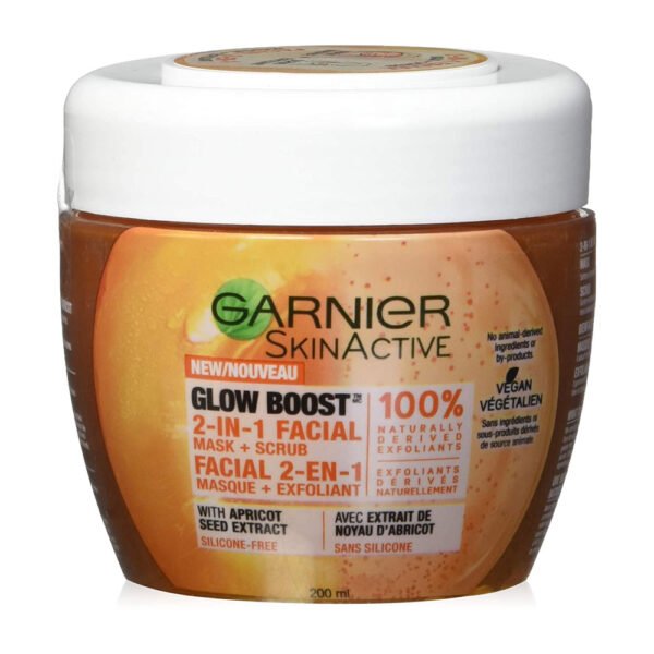 Garnier Facial Mask and Scrub 200ml Skin Active Glow Boost 2 in 1