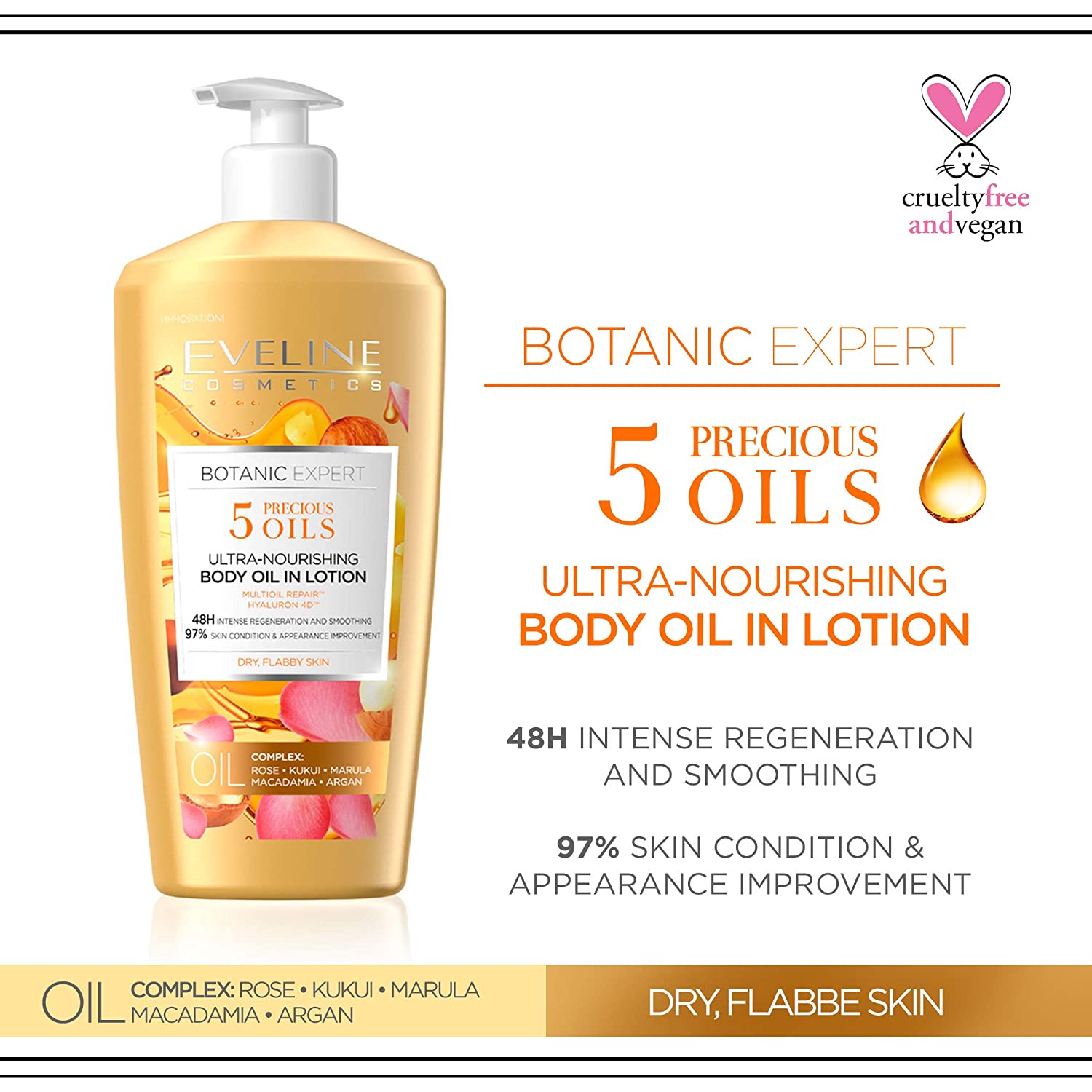 Eveline Body Lotion 350ml Botanic Expert 5 Precious Oil 2 Eveline Body Lotion 350ml Botanic Expert 5 Precious Oil