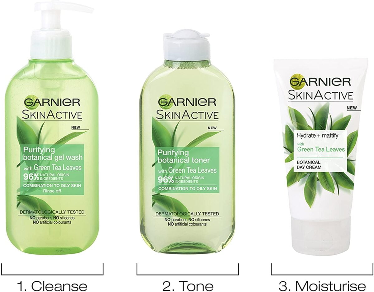 Garnier Gel Wash 200ml Natural Green Tea Combination Skin