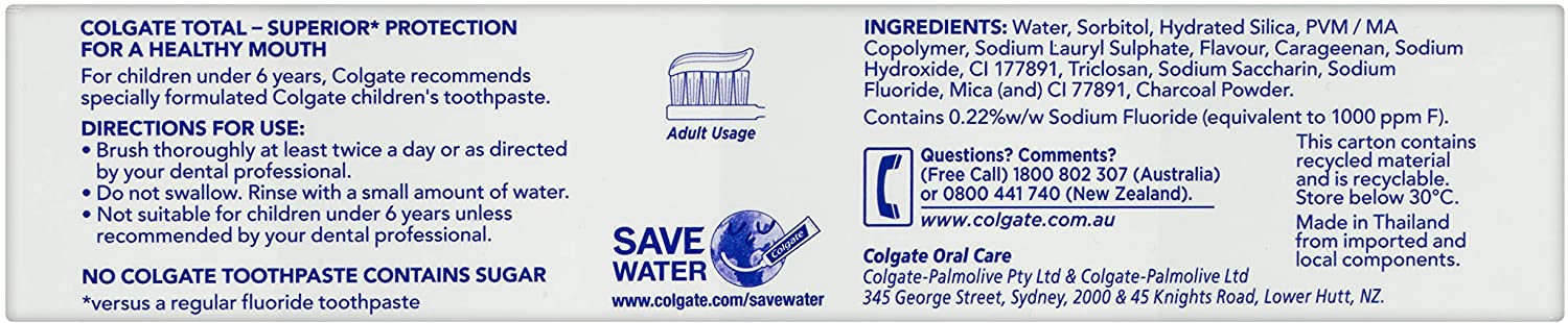 Colgate Toothpaste 110g Total Charcoal Deep Clean 5 Colgate Toothpaste 110g Total Charcoal Deep Clean