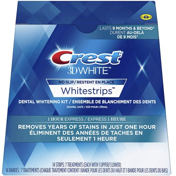 Crest 3D White Whitestrips Kit Express 1 hour 14 whitening strips 7 treatments