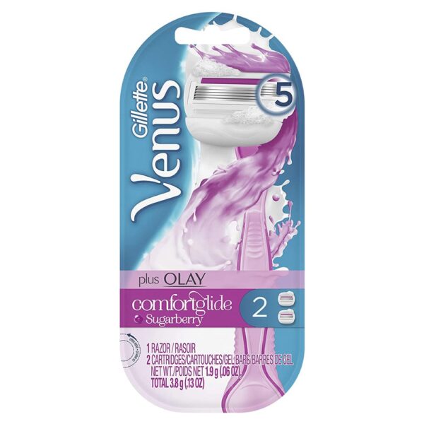 Gillette Venus Comfort Glide Sugarberry Razor 5 Blade 2 Cartridges