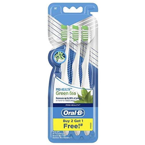 Oral B Toothbrush Cross Action Green Tea 3 Pcs