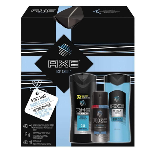 AXE Gift Set Ice Chill Body Wash 473ml Body Spray 113g Shampoo and Conditioner 473ml