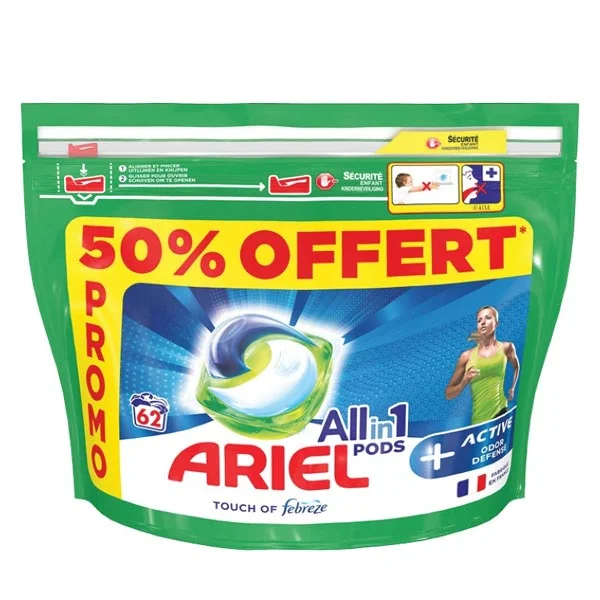 Ariel Clothe Wash All In 1 Colour Touch of Febreze Pods 62Tab Ariel Clothe Wash All In 1 Colour Touch of Febreze Pods 62Tab