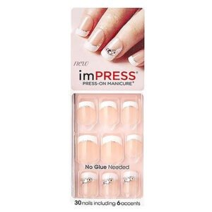 Kiss Impress Fake Press on Nails French Manicure Queen B