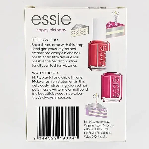 Essie Nail Polish 2x13.5ml X2 Nail Lacquer Happy Birthday (fifth avenue and watermelon)