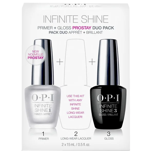 OPI Nail Polish Base Coat Primer & Gloss Top Coat Infinite Shine Duo Pack Set 2x15ml