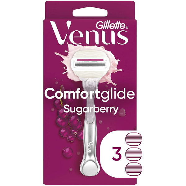 Gillette Venus Comfort Glide Sugar Berry 1 Razor 3 Cartridges