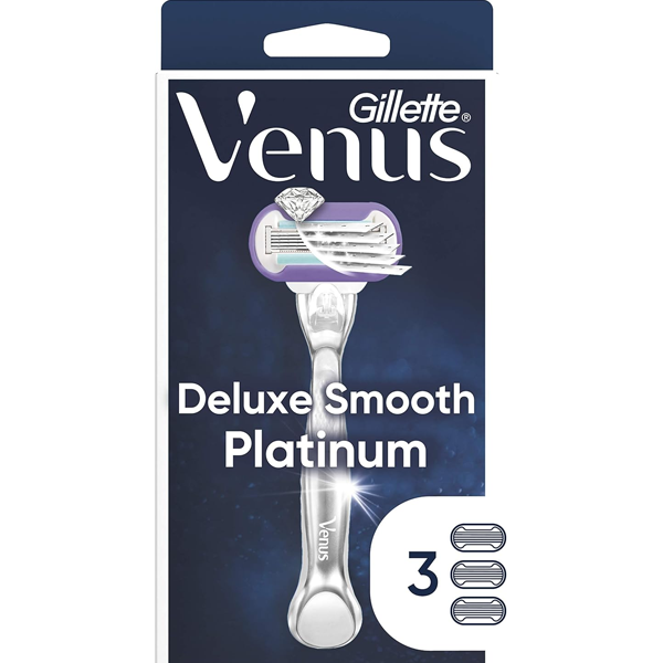 Gillette Venus Deluxe Smooth Platinum 1 Razor 3 Cartridges
